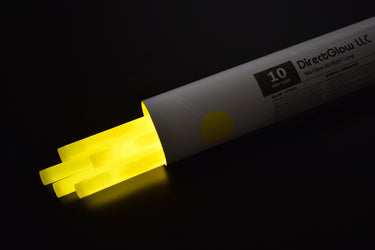 12 inch 15mm Yellow Premium Glow Sticks- 10 Per Package